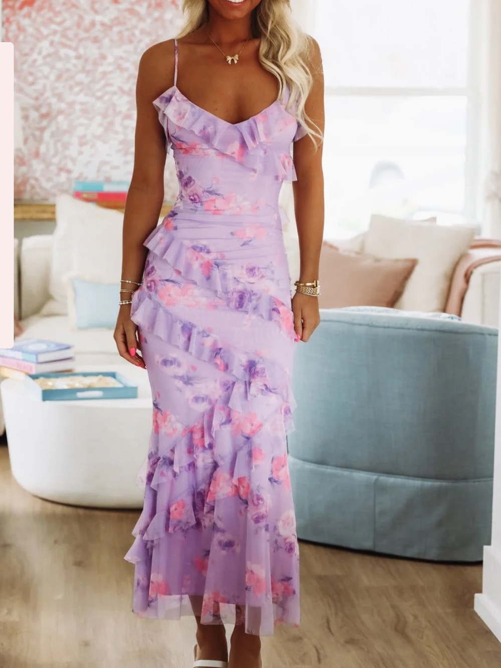THE VINTAGE SHOP Petals in the Wind Maxi Dress - Lavender